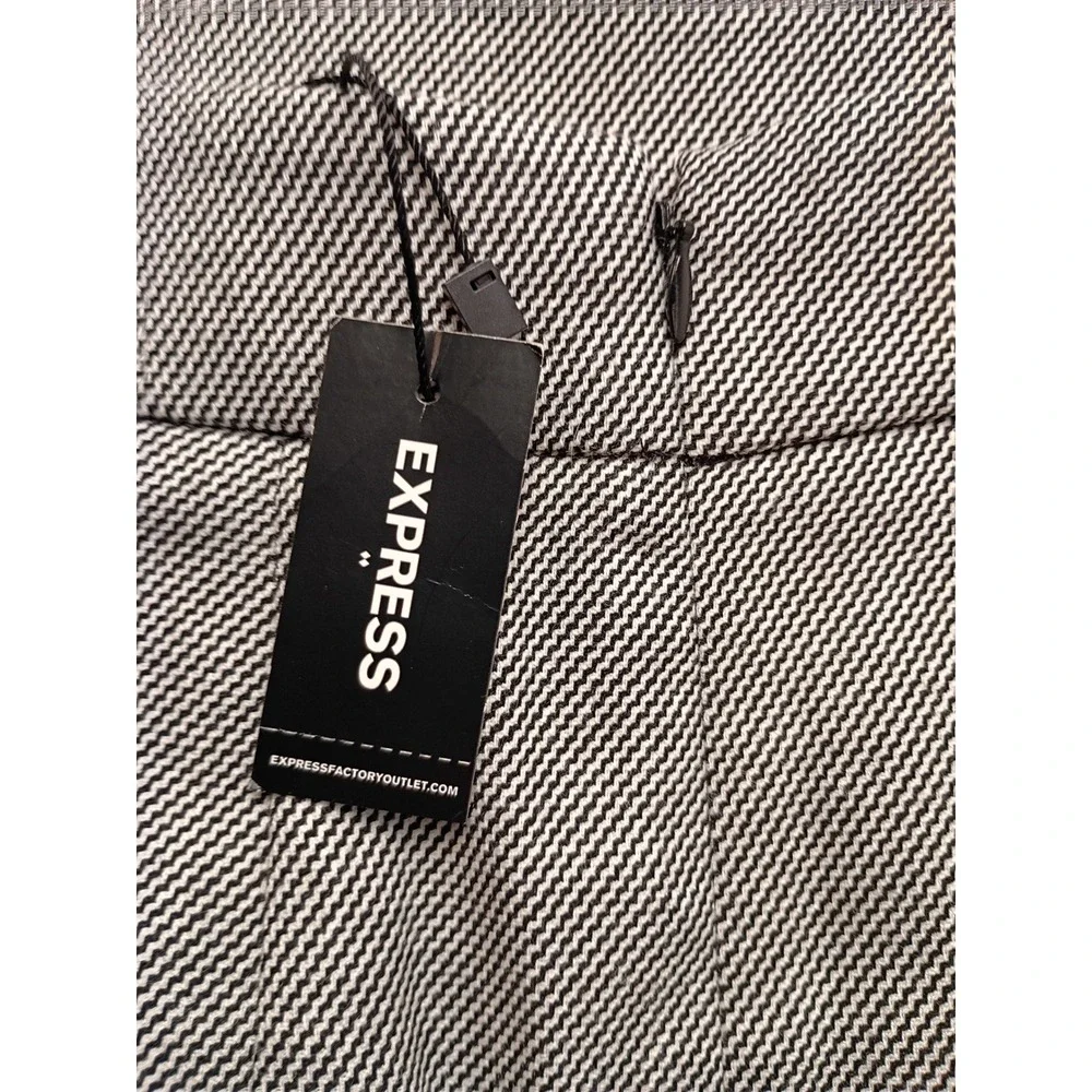 Express Women's Black White Houndstooth Pencil Skirt Size 4 High Waist Career